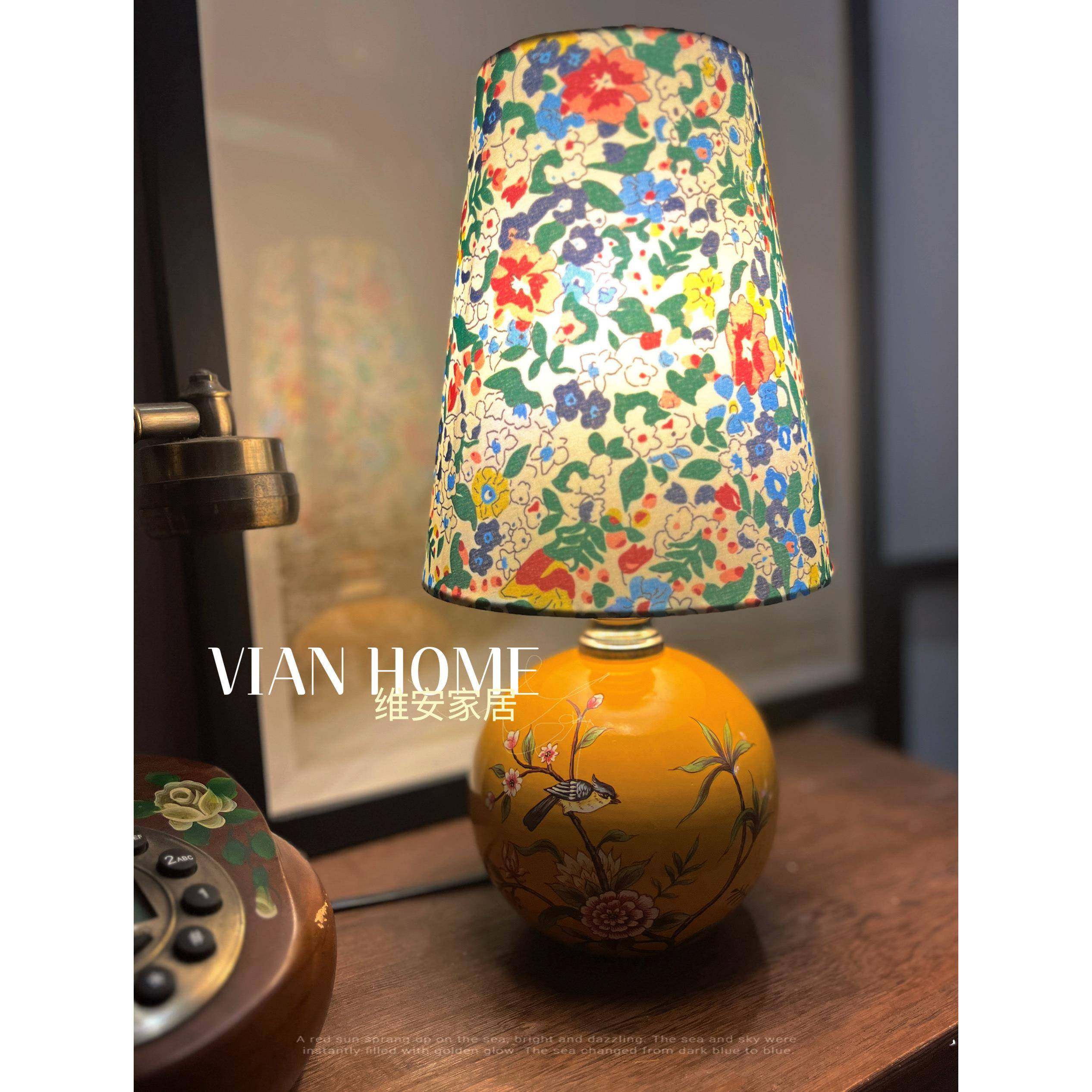 新法式复古陶瓷台灯卧室床头灯法式高级感布艺小夜灯氛围感装饰灯