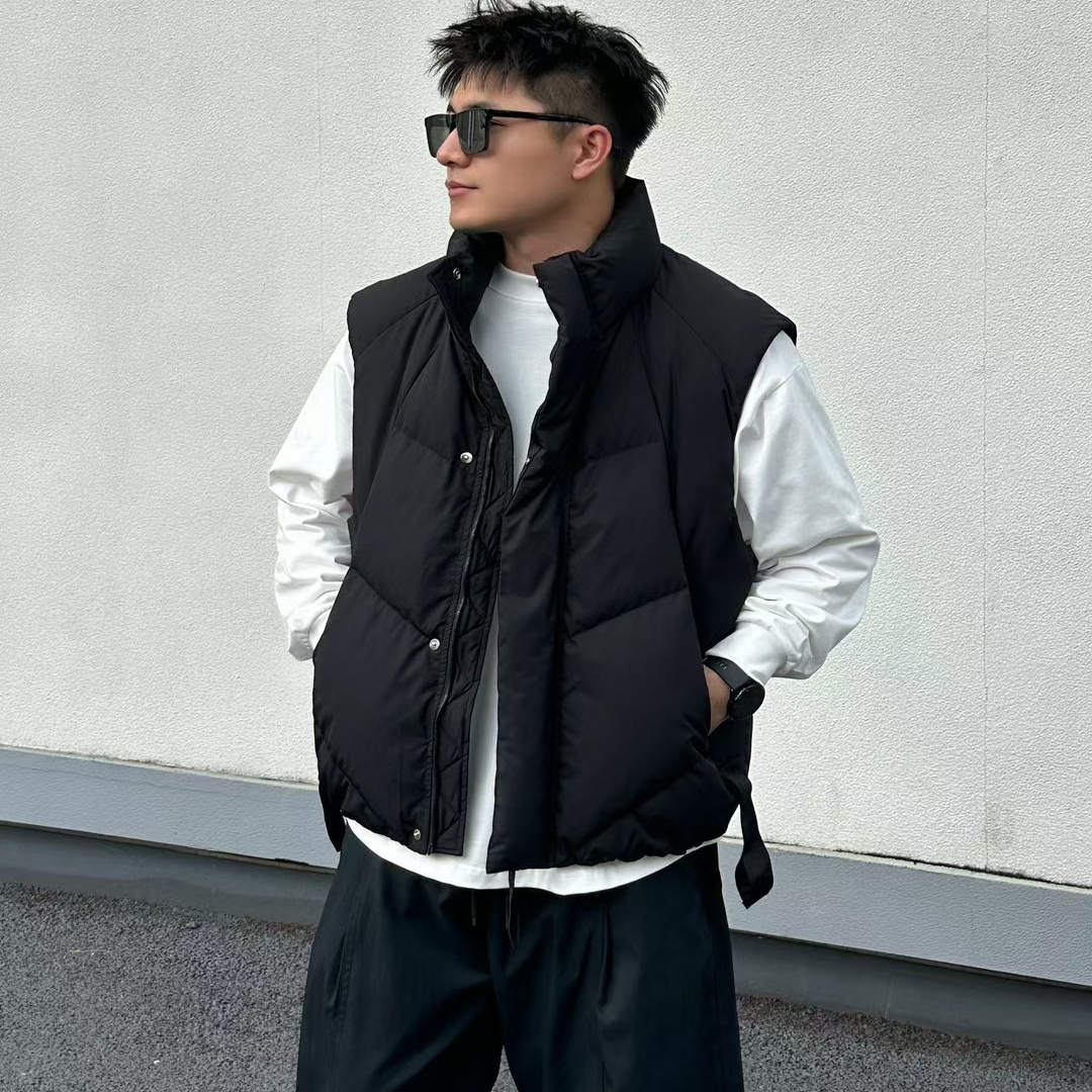 WH冬季新款美式潮牌立领羽绒马甲