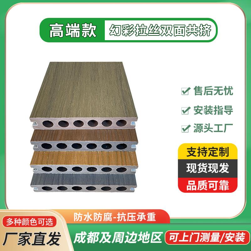 户外共挤地板塑木阳台花园二代幻彩木塑公园庭院别墅室外长条地板