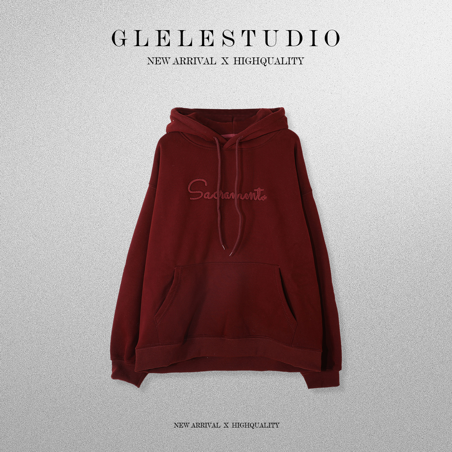 【金金宠粉】韩女氛围感立体字母连帽毛巾绣卫衣