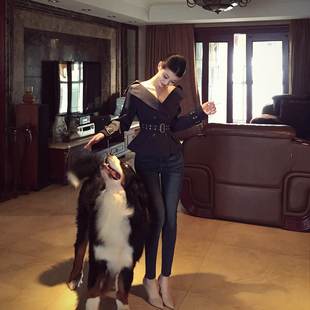 Fiala通勤V领双排扣短款风衣女收腰小个子英伦风外套蓝色