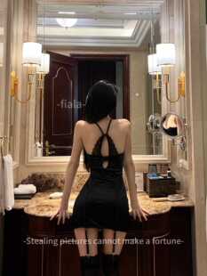 Fiala(01)性感蕾丝拼接睡衣聚拢裹胸连体衣小黑裙神秘韵味睡裙女