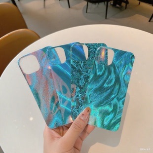 梦幻海洋镭射羽纱手机壳背卡苹果17air/16diy内衬打底贴纸iphone15promax/14/13/12羽毛旋涡咕卡背膜