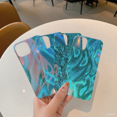 苹果梦幻海洋镭射羽纱手机背卡