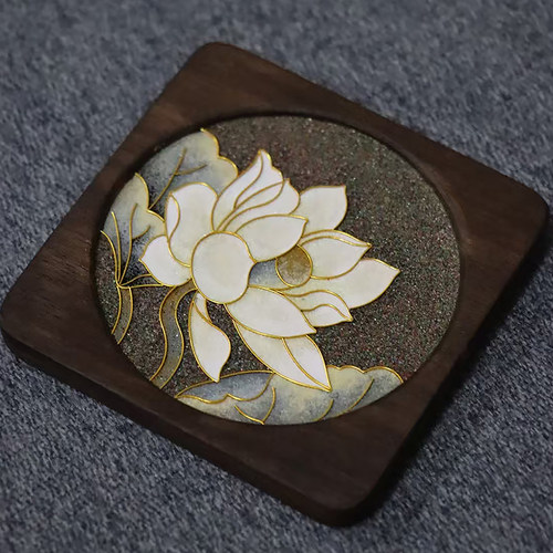 掐丝珐琅杯垫diy手工材料包七夕节礼物荷花创意高档礼品新年礼物