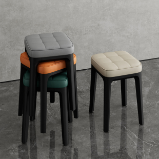 速发软包塑料用子简约可叠放餐凳家用加厚客桌高凳餐椅餐厅板凳备