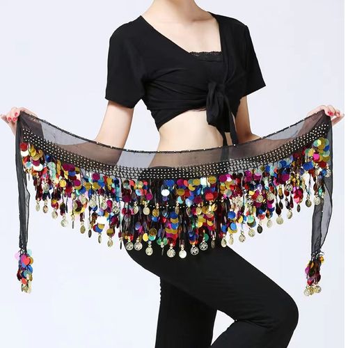 速发肚皮舞腰链彩片铜锣腰巾舞蹈腰者演出臀巾初学带习练腰封配饰