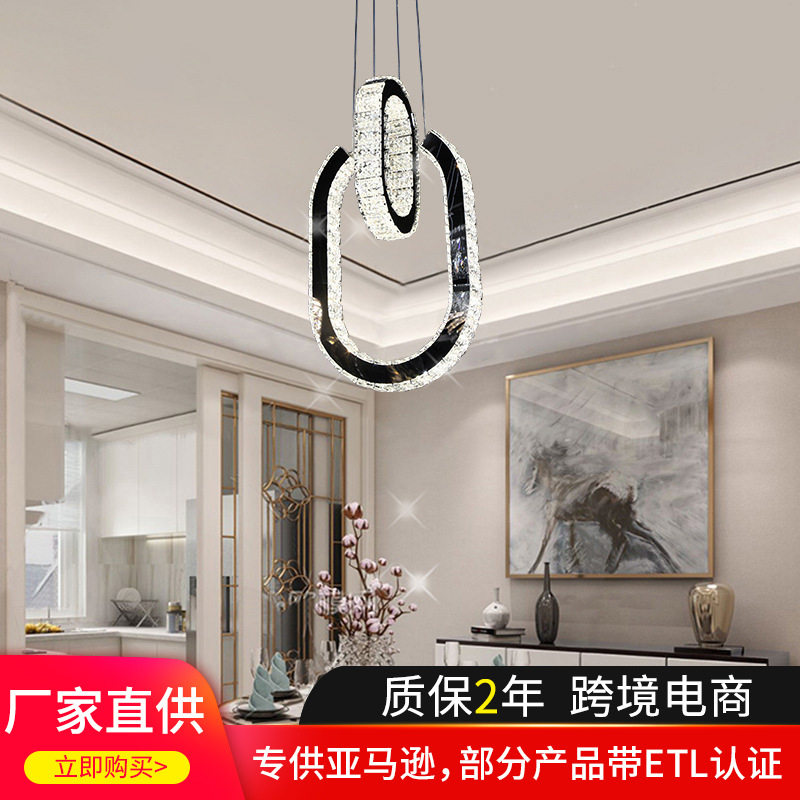 LED水晶吊灯现代简约轻奢餐厅吊灯家居照明不锈钢吊灯厂家直供