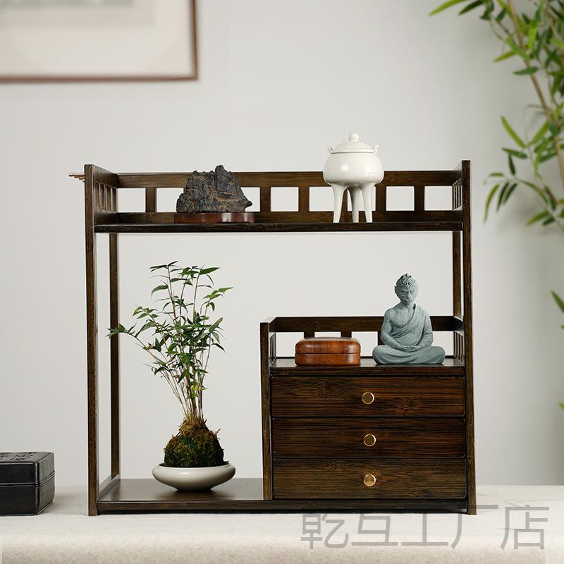 中式楠竹多层博古收纳复架置古毛笔LPK挂文四宝房桌面储物架子物