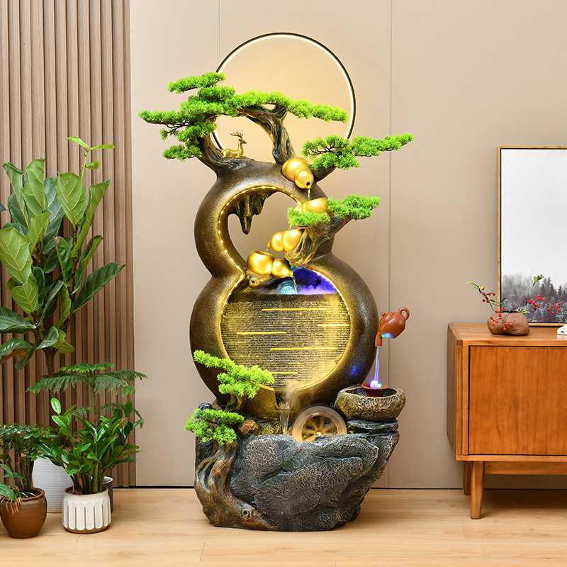 葫芦假山流水喷泉落地摆件中式玄关客厅循环水招财风水轮装饰景观