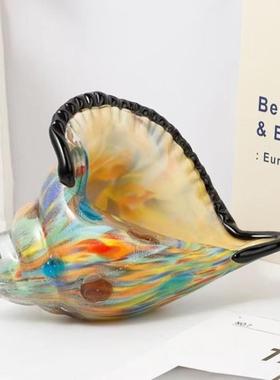 现代约件纯手工古装法琉璃贝壳海螺摆海洋DXJ动物工艺品玄关简饰