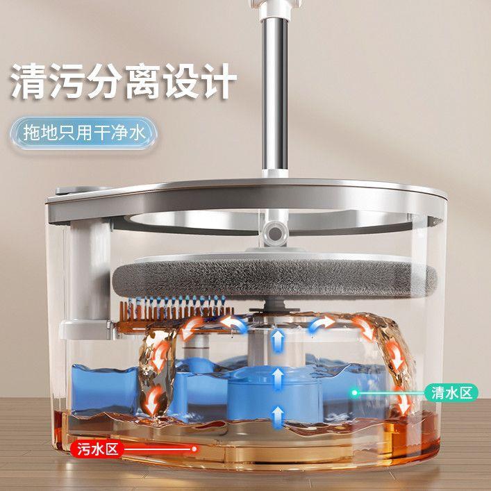 拖把新款干10067031湿分拖离加拖厚自拧水布一净旋转式圆形桶拖把