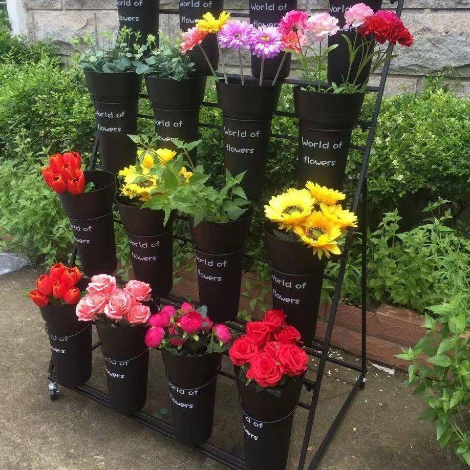 欧式新品花桶架铁架花店20230828婚庆梯专花用鲜架鲜花桶摆摊用展