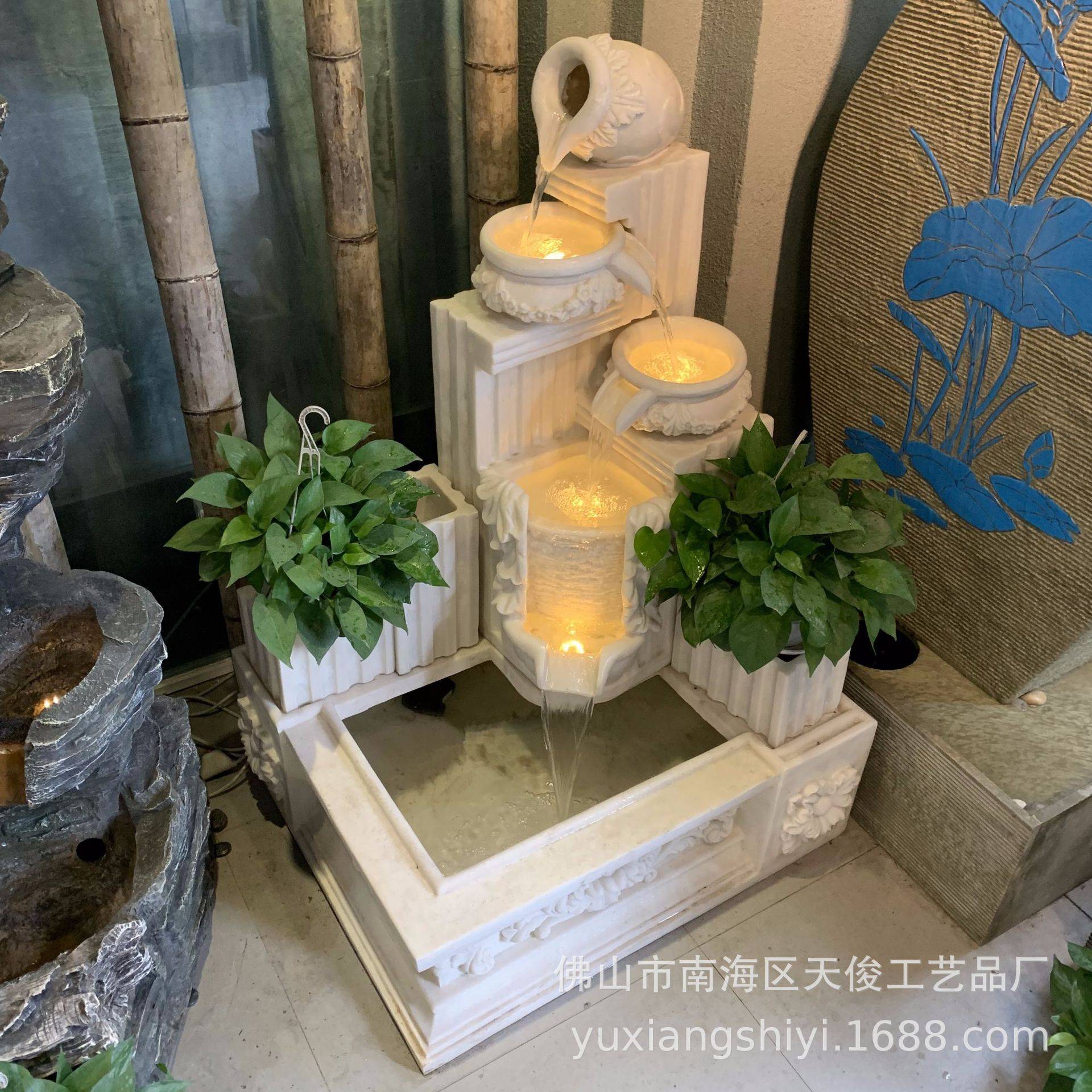 欧式喷泉流水鱼池摆件户外喷泉别墅花园水景装饰品工艺品庭院假山