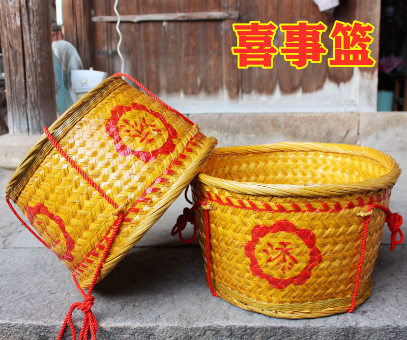 竹编婚庆拜拜收纳篮新品