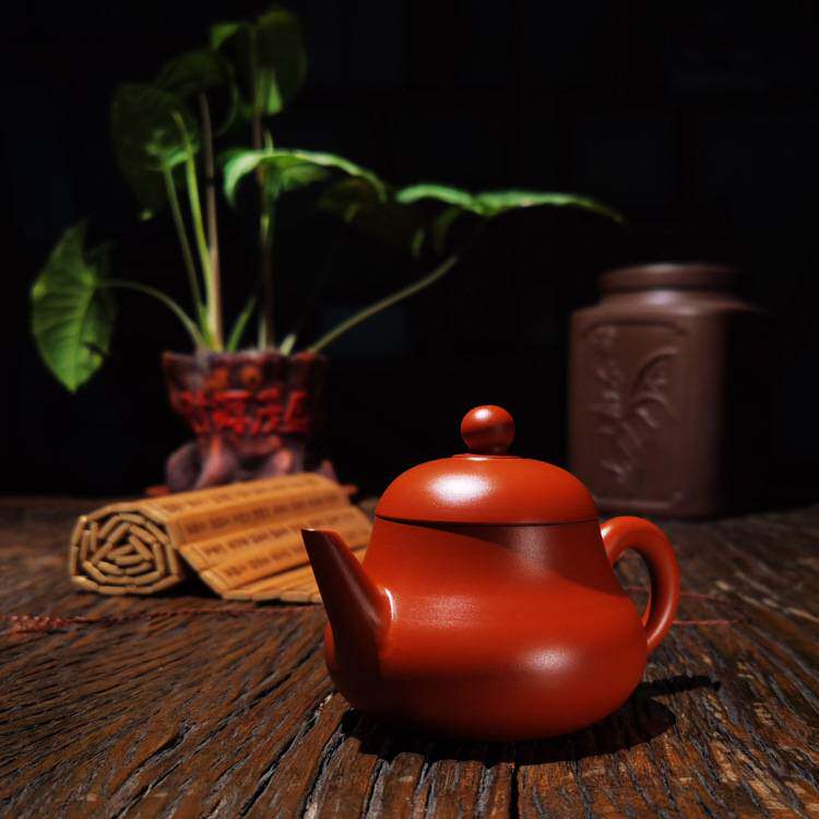 潮州朱泥壶手拉壶迷你功夫小茶壶仿古梨形壶龙蛋壶可断水
