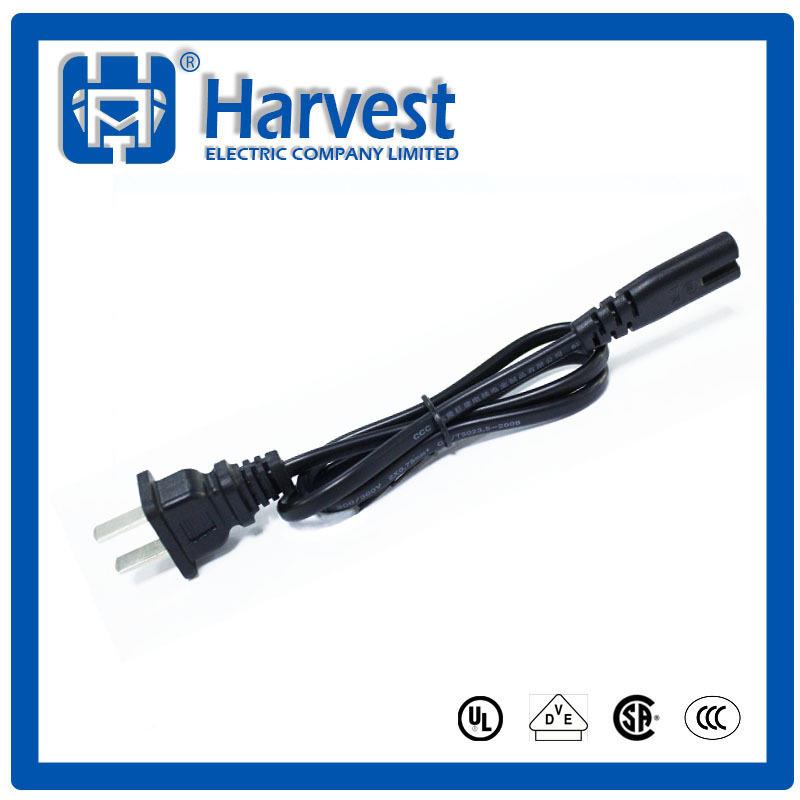 harvest电C两插带八尾CC60227IEC53012线两芯插头防漏电保护家字