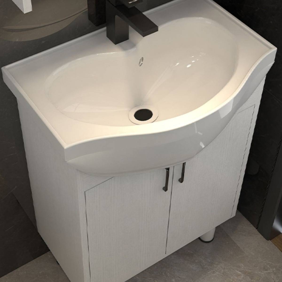 大肚盆浴室柜简约洗脸盆洗手盆柜组合卫生间小户型落地实木洗手台