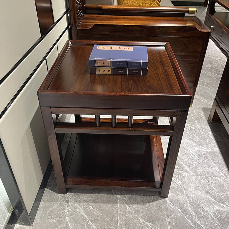 乌金木新中式全实木方几客厅沙发角几边几置物几禅意茶水几小方桌