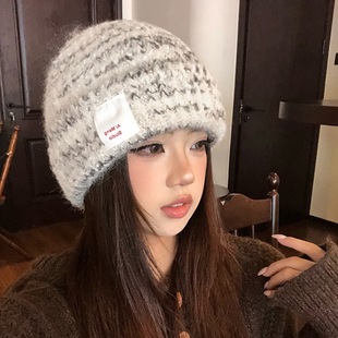 春野森川｜日系混色毛线帽子女秋冬天加厚韩版 套头显脸小针织帽