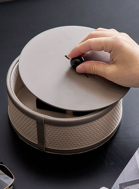 南洋风中古风衣帽间墙柜壁龛开A放格圆形收纳盒饰品盒子摆件带盖