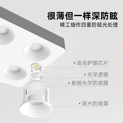 超薄明装筒灯单头双头三头斗w胆灯客厅卧室无主灯照明吸顶防眩射