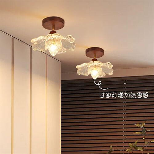中古风创意莲花走廊灯过道灯吸顶灯玄关门厅O入户衣帽间复古阳台