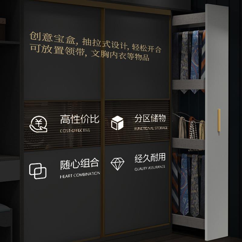 全实木多层板衣柜推拉门卧室家用现代简约灰色生态板纯原木大衣橱