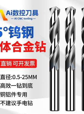 55度硬质合金钨钢直柄钻头0.5mm-25mm铜铝专用打孔超硬乌钢麻花钻