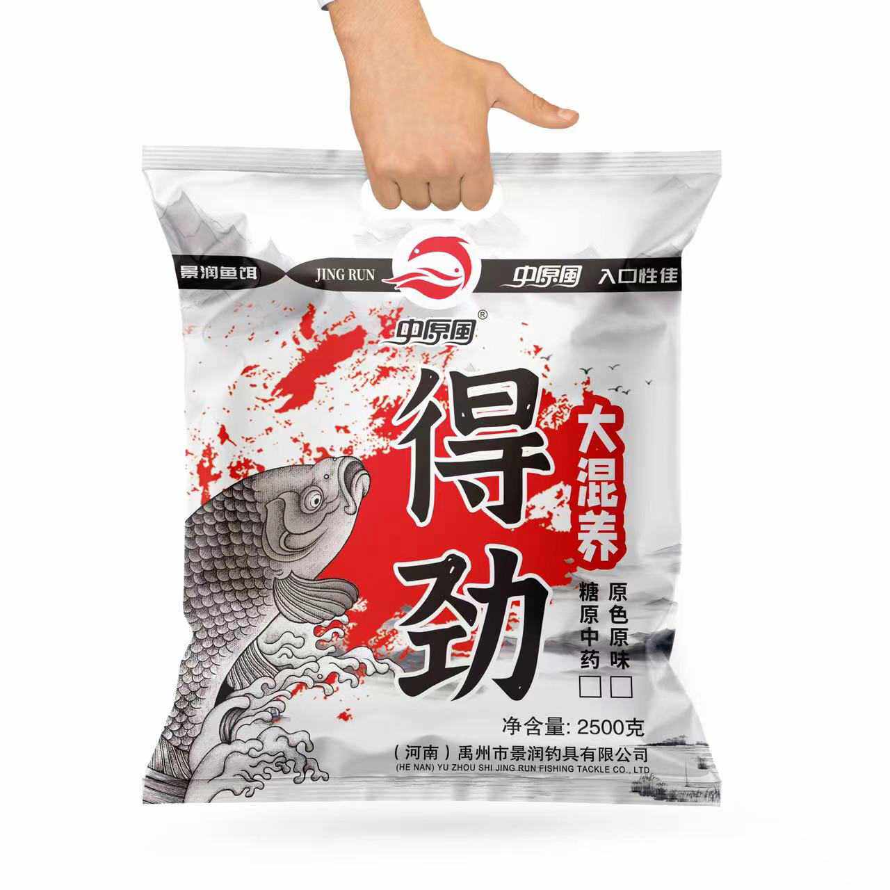 景润鱼饵新品大混养得劲5斤装高蛋白状态好黑坑湖库粗颗粒细面
