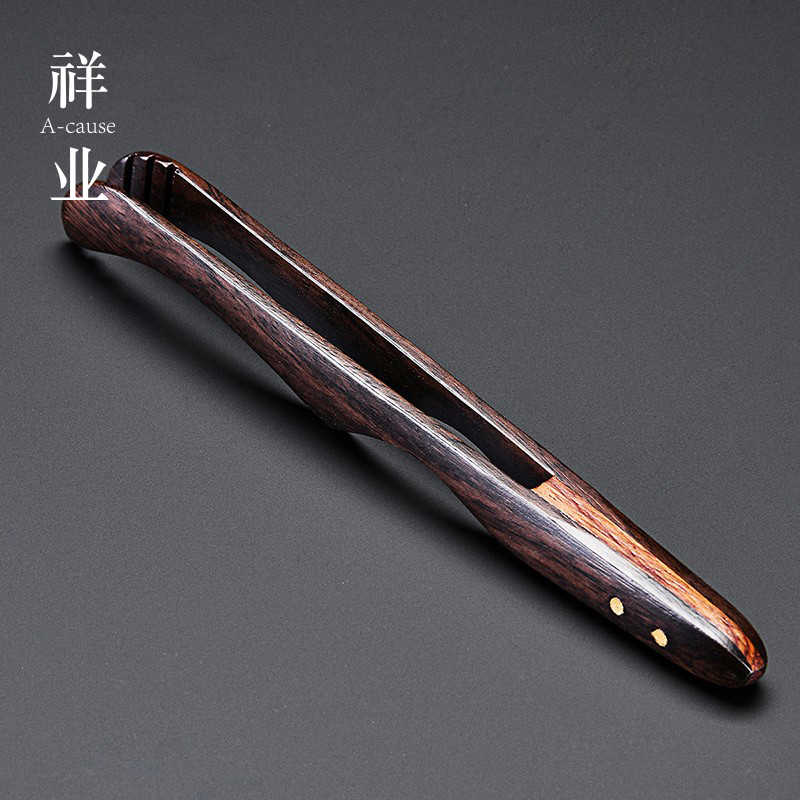 祥业黑檀实木茶夹家用复古泡茶工具功夫茶具配件茶道防滑茶杯镊子图片