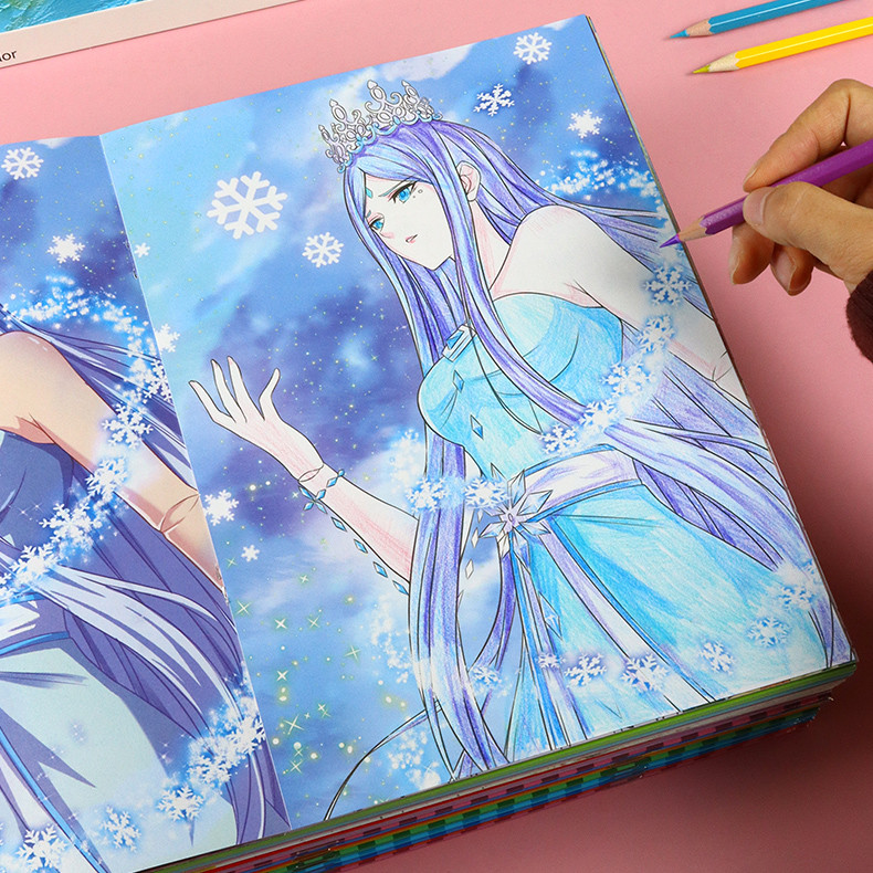 叶罗丽公主涂色画画本3-6-8岁儿童益智填色绘画本女孩涂鸦画