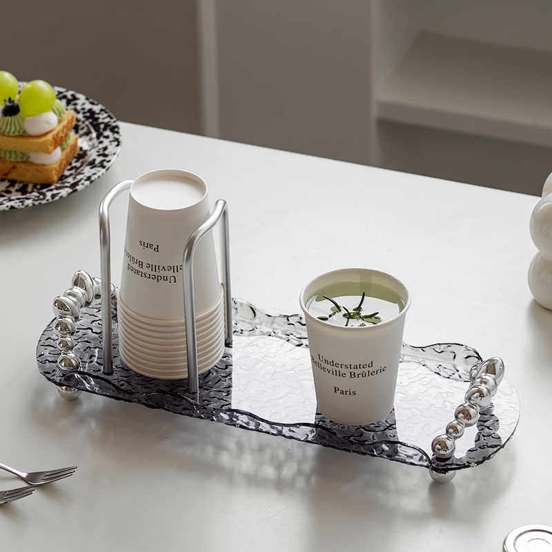 一次性杯子收纳置物架子家用饮水机纸杯架桌面咖啡茶杯倒挂取杯器