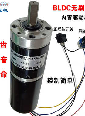 36mm直流刷行星减速调速电机低速24VBLD正反转中轴内置驱动