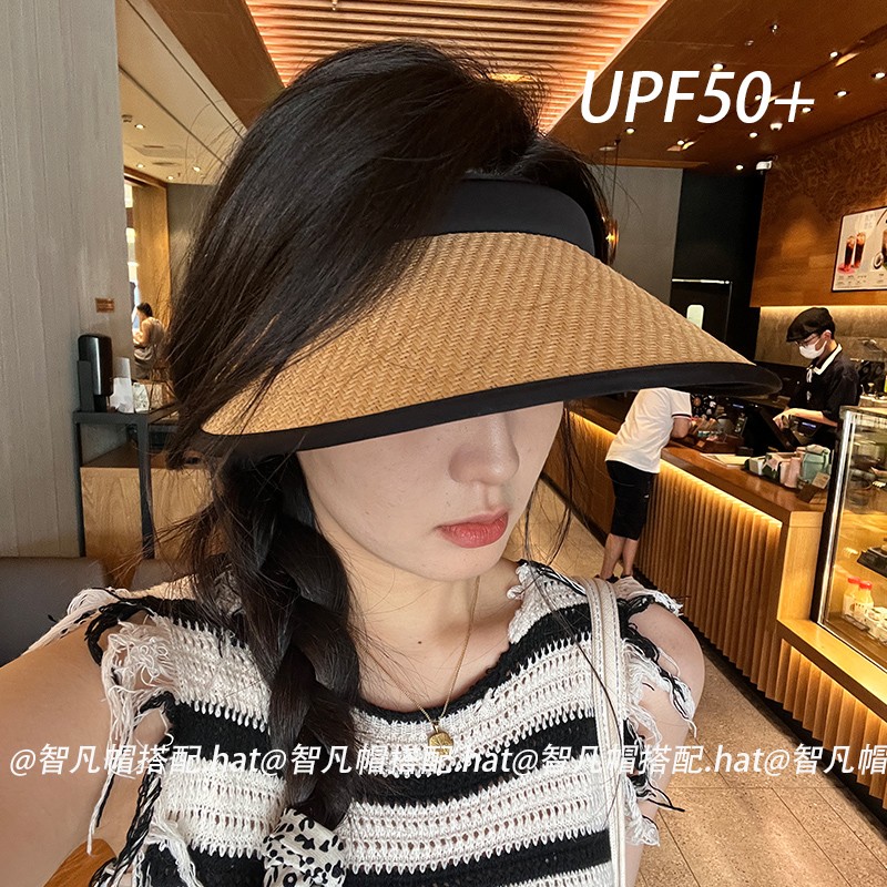 曼詩妮羅蘭日系手工編織空頂帽COOLKNIT科技防曬不透光發(fā)箍款遮陽