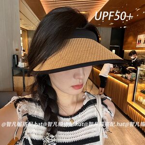 曼诗妮罗兰日系手工编织空顶帽COOLKNIT科技防晒不透光发箍款遮阳