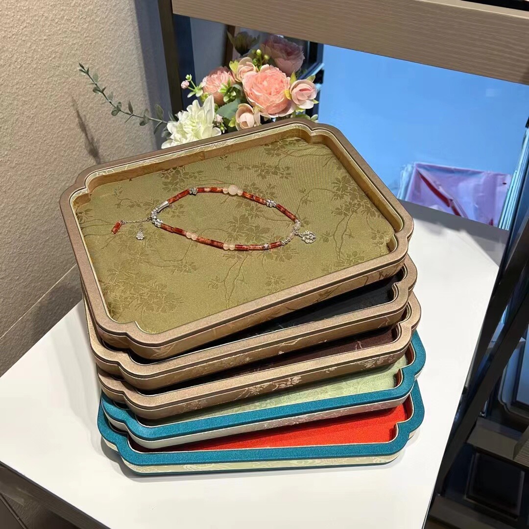 宫廷风首饰展示盘文玩珠串手串珠宝托盘饰收纳玛瑙玉器看货摆盘