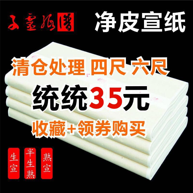 四尺宣纸生宣山水画创作写生半生半熟六尺书法国画纸考试用纸三尺