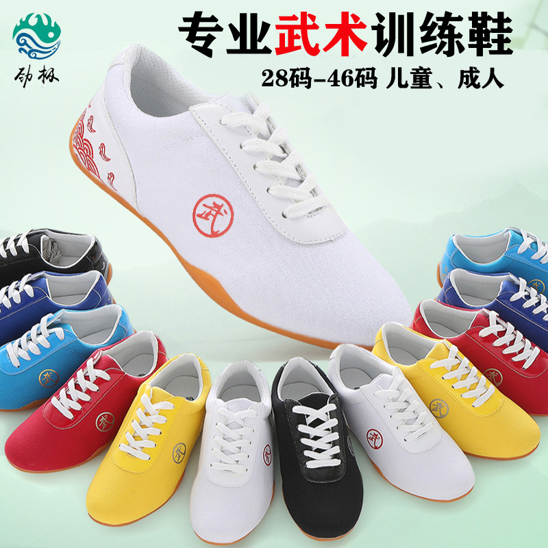 专业武术鞋儿童春夏训练鞋男童太极鞋帆布练武鞋女童黑色练功布鞋