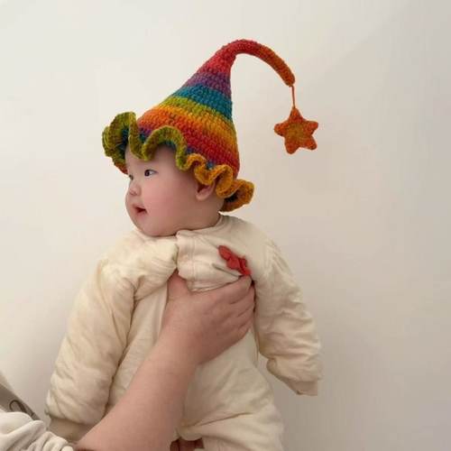 精灵帽手工钩针编织diy帽子材料同款热销万圣节巫师精灵帽婴儿帽