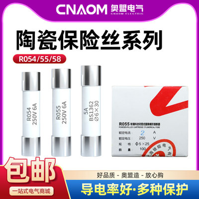 R055熔断器保险h丝管RO54熔芯R058陶瓷250V芯子1A2A3A6A8A10A20A3