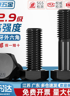 细牙外六角12.9级螺丝细扣螺栓螺杆M8M10M12M18-M36*1.5x2x3x4mm