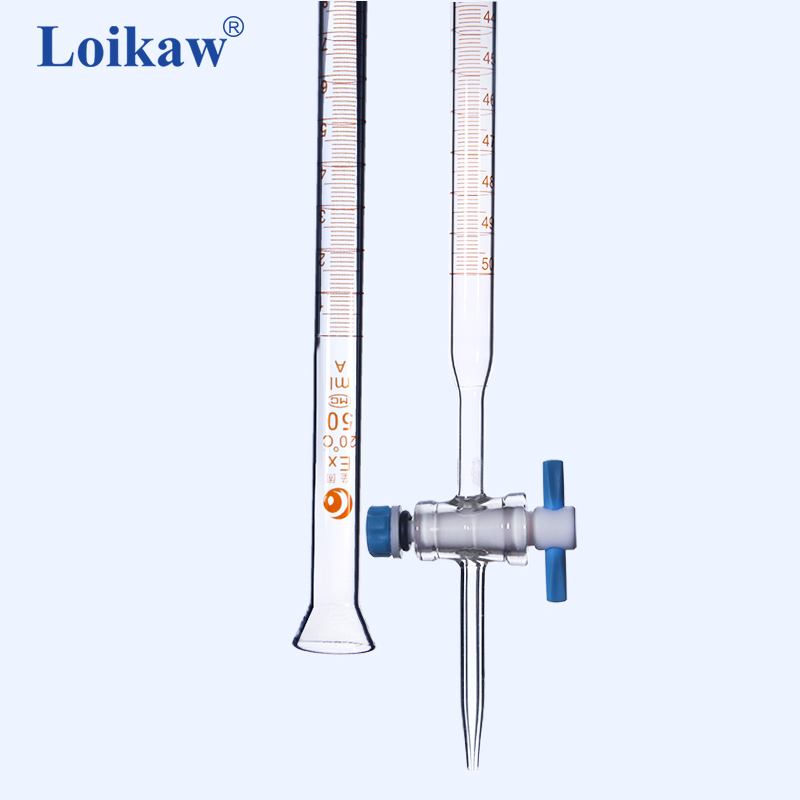 热销垒固 白色酸式滴定管玻璃棕色喇叭口碱式滴定管A级四氟活塞酸