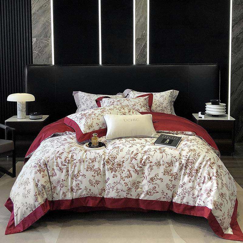 纯棉100S长绒棉数码印花宽边拼角四件套美式花卉全棉被套床单床品,鲜花速递/花卉仿真/绿植园艺,割草机/草坪机,淘宝优惠券,粉丝福利购,淘宝优惠卷