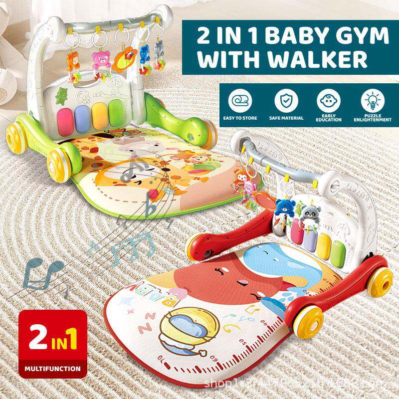 婴儿脚踏琴多功能健身架音乐玩具二合一学步车手推车