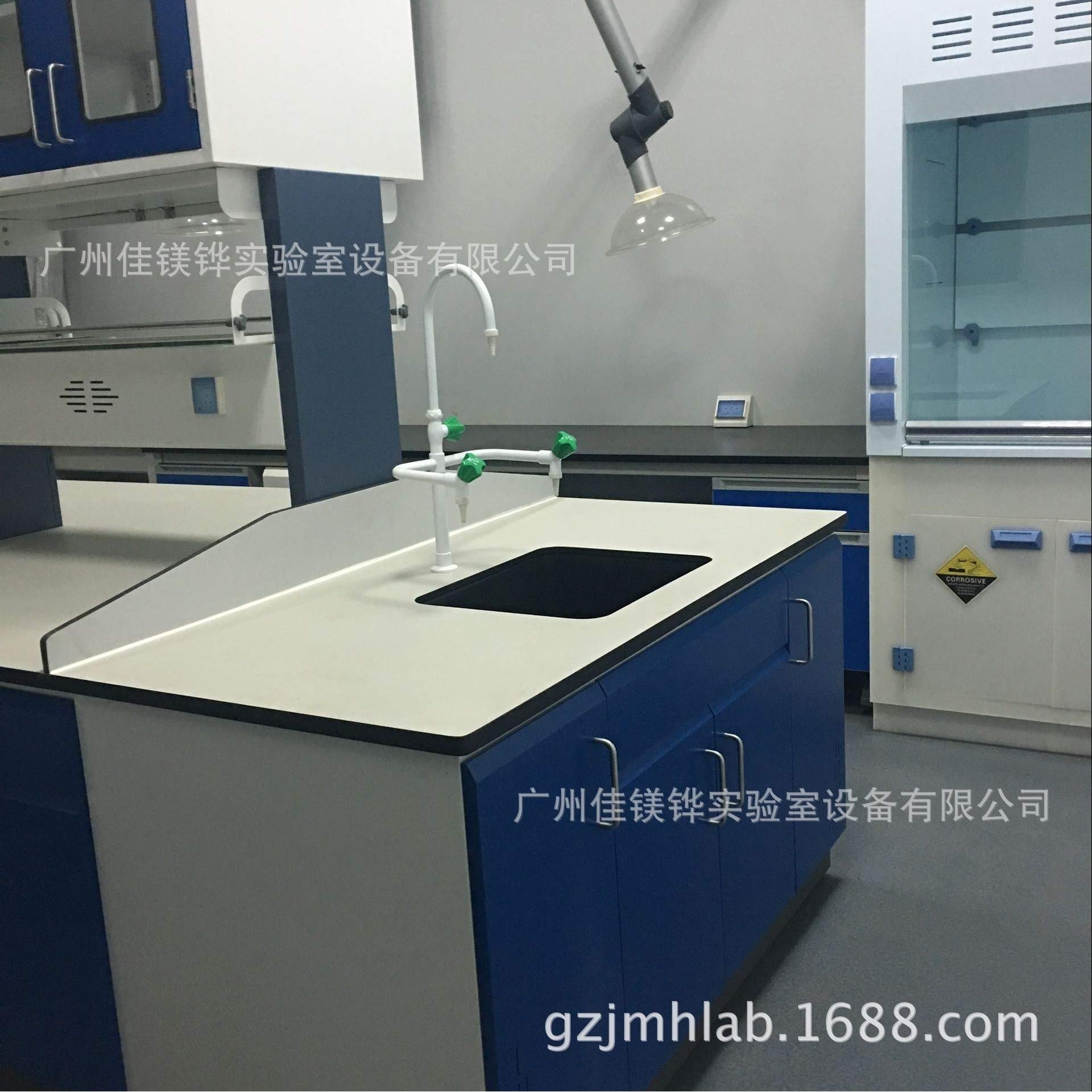 实验室专用PP水盆/水槽台含上下水管、滴水架 可配洗眼器包安装