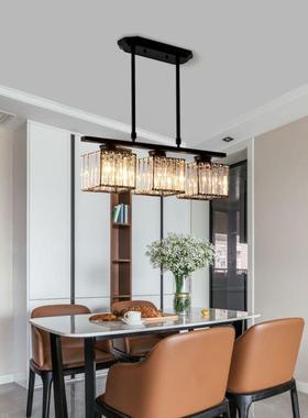 餐厅吊灯后现代简约吧台饭歺桌创意个性三头长条轻奢黑色水晶灯具