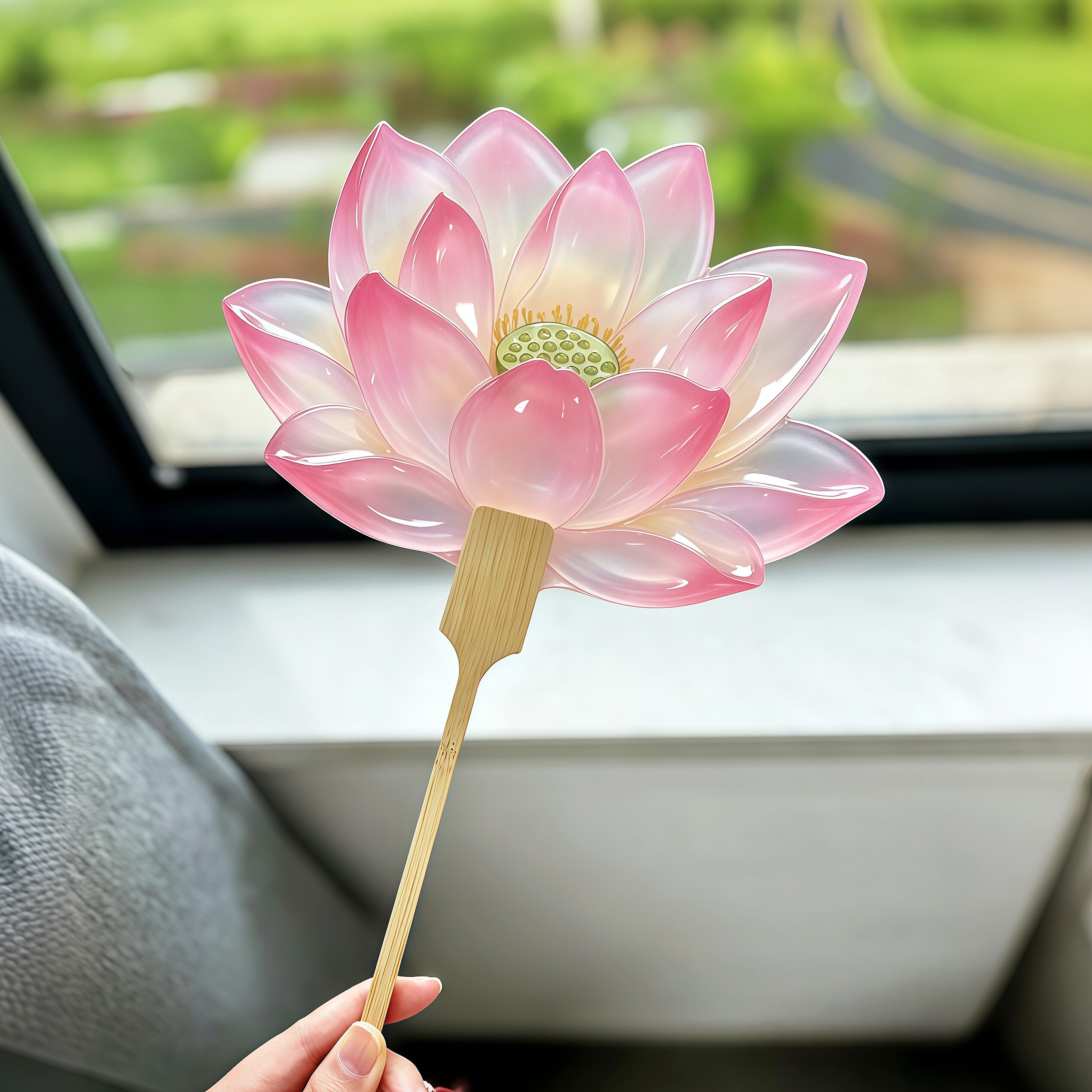 荷花扇子古风便携蒲扇随身高颜值夏季旗袍纸扇国风团扇家用手摇扇