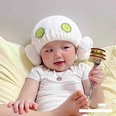 现货2024新款婴儿可爱浴帽子宝宝洗头包头巾儿童速干发帽超强吸水
