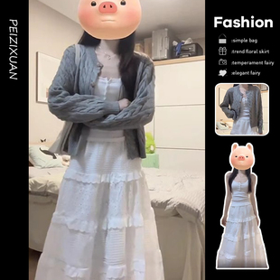 速发法式温款白色吊带连衣裙子早春季2025新滩气质海边度假沙柔长